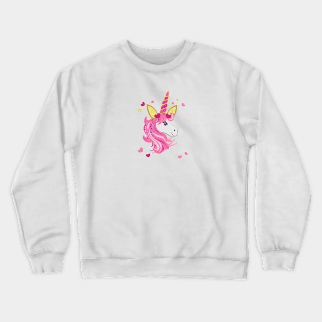 Magical unicorn with pink and red shining heart Crewneck Sweatshirt by GULSENGUNEL